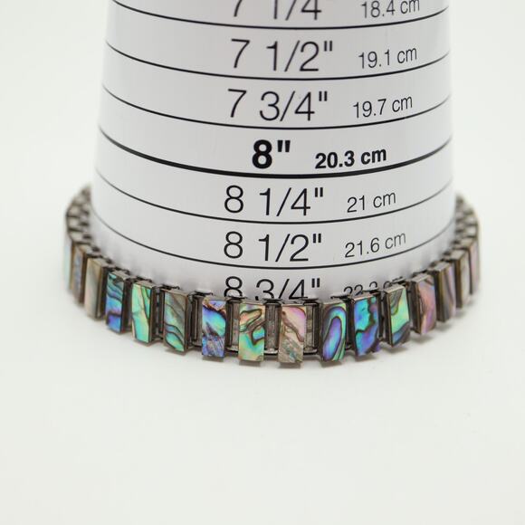 Vintage St Marin Abalone Gold Tone Tank 22mm Watch Stretch Band w New Battery - Picture 5 of 14